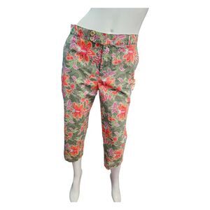 Sag Harbor Green Floral Capri Pants Womens SZ 8